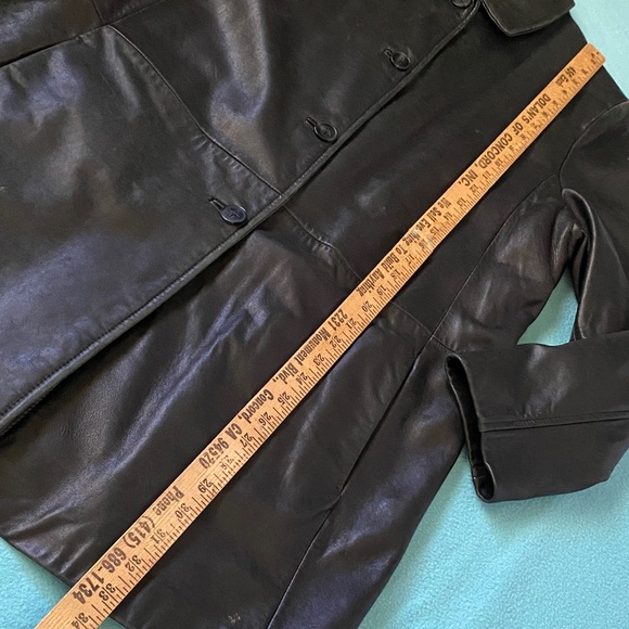 WORTHINGTON lambskin leather longline vintage classic button coat jacket size L - Picture 10 of 12